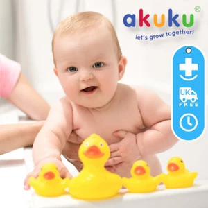 Duck FAMILY Squeaky Bath Toys Akuku Rubber Yellow Ducks Water Play Toddler Fun - Picture 1 of 12