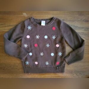 Vtg GYMBOREE Girls 6 Brown snowflake sweater