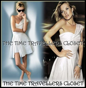 Kate Moss Topshop Rare White Embroidered Spot Dobby Dress One Shoulder UK 12 40 - Picture 1 of 6