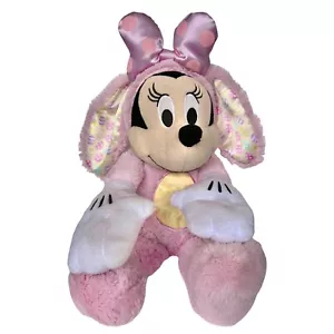 Disney Minnie Mouse Easter Plush Pink Bunny Suit w Multicolored Easter Eggs 19” - Picture 1 of 4
