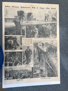 DAILY EXPRESS 1 PAGE BATTERSEA PARK RAIL CRASH ACCIDENT DISASTER 1937 NEWSPAPER - Picture 1 of 1