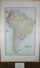 Vintage 1900 SOUTH AMERICA Map 14'x22' Old Antique Original BRAZIL BOLIVIA CHILE