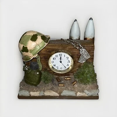 Timezone Co. Nikko Quartz VTG Timepiece​ Military Honor Clock Hand Painted Resin - Image 1 of 4