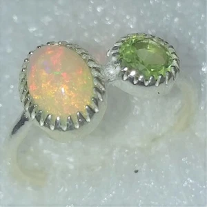 RARITÄT Ring Natur Welo OPAL ECHTER  Kristallopal Gr17 925 Silber Opal PERIDOT - Bild 1 von 5