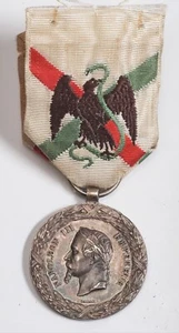 1863, Mexico. Rare Silver French Expedition to Puebla Medal w. Original Ribbon! - Picture 1 of 4