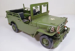 World War II Willys Army Jeep. A Rustic Metal Model in Army Green. - Picture 1 of 14