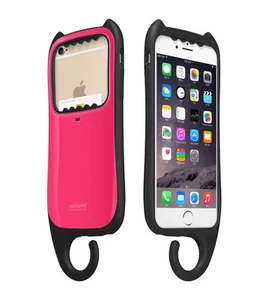 myCat iPhone 6/6s Plus 5.5” Cover Case Card Pocket Hanger KOREA - Hot Pink - Picture 1 of 12