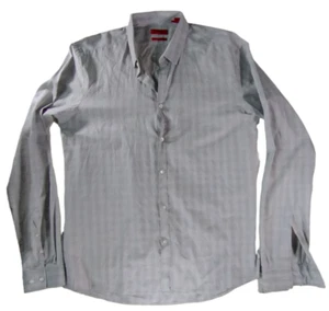 Camisa de vestir para hombre Hugo Boss gris a cuadros manga larga con botones calce ajustado XX grande - Imagen 1 de 10