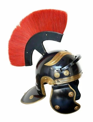Armour black roman medieval helmet with red plume best designer look item gift - Image 1 of 4