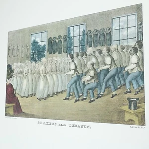 Harvard Shakers Near Lebanon Spiritual Mother Ann Currier & Ives Vtg Art Print - Picture 1 of 7