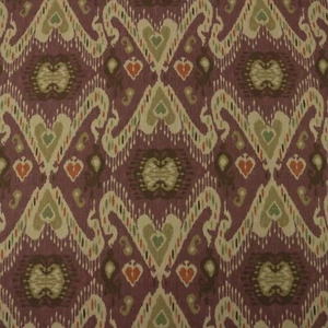 WAVERLY ENLIGHTENED MULBERRY PURPLE IKAT BEIGE MULTIUSE FABRIC BY YARD 54"W - Picture 1 of 6