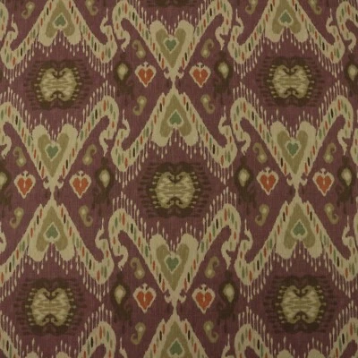 WAVERLY ENLIGHTENED MULBERRY PURPLE IKAT BEIGE MULTIUSE FABRIC BY YARD 54"W - Image 1 of 4