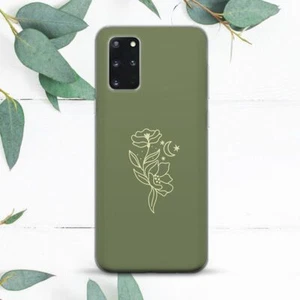 Salbeigrün Mond Blumen Line Art Hülle für Samsung Note 20 S20 S21 S22 S23 S24 FE - Bild 1 von 1