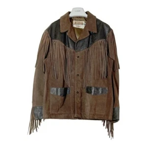 Schott WESTERN Fringe Leather Jacket Suede Brown Size42 Outerwear Made in USA - Picture 1 of 10