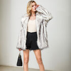Mid Long Trench Coat Faux Fur Women Lapel Collar Winter Jacket Outwear Loose 9Xl
