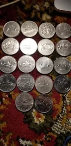 Canada Dollar Coins Beautifut Set 18 Different Nickel Dollars 1968 To 1986. - Picture 1 of 6