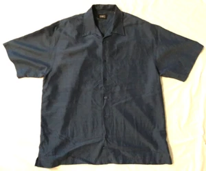 Haggar Short Sleeve Button Up Dark Blue Shirt Size Medium - Picture 1 of 9