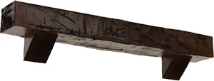 6" H X 6" D X 60" W Hand Hewn Faux Wood Fireplace Mantel Kit W/ Breckinridge Cor - Picture 1 of 12