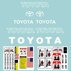 Kit completo de calcomanías para carretilla elevadora Toyota con calcomanías de seguridad blancas - Imagen 1 de 4
