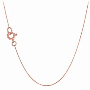 14K Solid Rose Gold 0.45 mm Box Chain with Spring Ring Clasp 16" 18" 20" - Picture 1 of 6