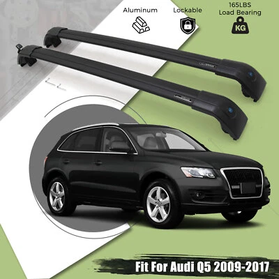 Portaequipajes de carga con barra transversal de techo negro para Audi Q5 2009-2017 Foto 1 de 4