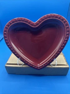 Longaberger Pottery Heart Shaped Tray Paprika 7.5 X 6 Inches, Made in USA (Bt) - Picture 1 of 6