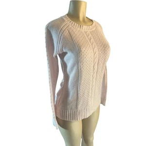 Women S SmartWool SW000104 Crestone Crewneck Pink Sweater Cable Knit Pullover - Picture 1 of 6