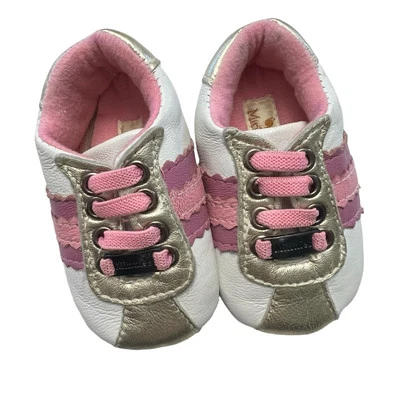 Minnie’s Infantil Niña 2 (3-6 meses) Zapatos para Cuna Rosa Blanco Rayas Plata Defectuosos Foto 1 de 4