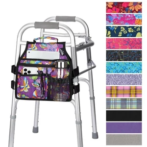 Walker Side Bag, Storage Pouch w/Cup Holder for Folding Walker, Waterproof Ca... - Picture 1 of 8
