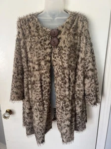 Ic By Connie K Kunstfellähnliche Jacke mit 2 Knöpfen Animal Print gefüttert 2 Knöpfe L - Bild 1 von 11