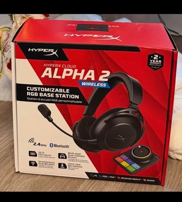 HyperX Cloud Alpha 2 - Auriculares inalámbricos para juegos (negro) con estación base RGB Foto 1 de 2