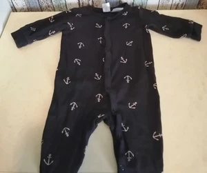 Strampler von H&M, dunkelblau mit Ankermotiven, Größe 68 - Bild 1 von 3
