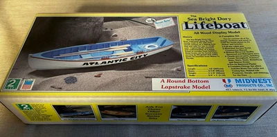 NOS Midwest Sea Bright Dory Lifeboat Wooden Model Kit All Wood Display Boat - Image 1 of 2