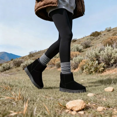 INNERSECT LADIES WOMENS FLAT FAUX FUR LINED SNUGG SLIP ON WARM WINTER ANKLE SHOES BOOTS