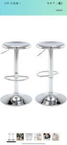 Bar Stools - 2 Pack, Adjustable Swivel Height Counter Bar Stool, Modern Metal - Picture 1 of 6