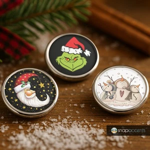 Juego de Joyas a Presión - Paquete de 3 Muñeco de Nieve Navidad 18MM Jengibre Dije Santa Grinch - Imagen 1 de 15