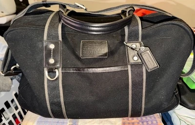 Coach Heritage Web Canvas Black 20” Carry On Weekender Duffle Bag F70582 - Image 1 of 4