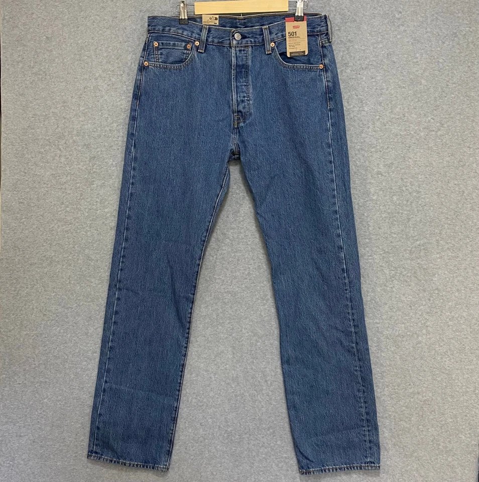 Levi's Mens 501 Original Denim Jeans 34w X 34l 34 Medium Stonewash Blue
