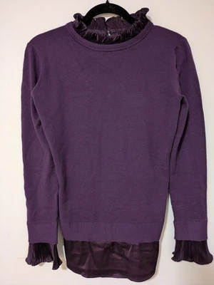 Драгоценный тонированный свитер с высоким воротником с оборками атласная отделка мягкий уютный фиолетовый Siani Milano - Изображение 1 из 4