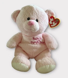 2007 TY BABY'S FIRST BEAR Pink 8" Soft Plush Stuffed Toy Lovey Hang Tags RARE! - Picture 1 of 8