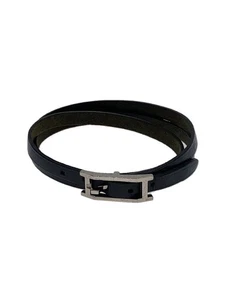 Pulsera de cuero Hermes para hombre negra accesorio informal nueva - Imagen 1 de 3