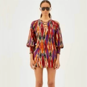 Maria Cher Nora Nia Short Dress in Warm Ikat Size XS - Picture 1 of 15
