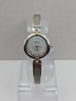 Skagen Womens Crystal Mesh Bangle Quartz Watch New Battery 25mm Silver Tone Case - Image 1 of 4