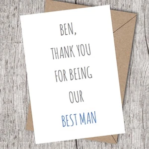 Thank You for Being Our Best Man/Usher/Page Boy/Witness Card. Personalised - Picture 1 of 1