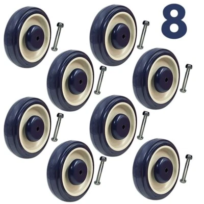 Set of 8 wheels | 5" Diameter wheels for Shopping Cart | Nuts and Bolts included - Image 1 of 4