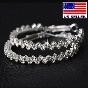 New Austrian Style Crystal Hoop Earrings Fashion Earrings for Party and Style - Picture 1 of 5