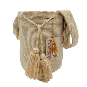 NWT Colombian Large Handmade Wayuu Mochila Bag Solid Casual Top Quality Khaki - Picture 1 of 9