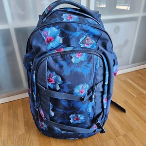 Satch Schulrucksack Waikiki Blue, blau mit Blumen, sehr gut erhalten, Mädchen - Bild 1 von 22