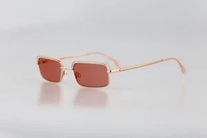 Diva 9081 6 Vintage 90s tinted lenses unique gold small rectangle sunglasses NOS - Picture 1 of 10
