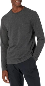 Amazon Essentials Mens Slim-Fit Long-Sleeve T-Shirt Charcoal Heather Size S - Picture 1 of 3